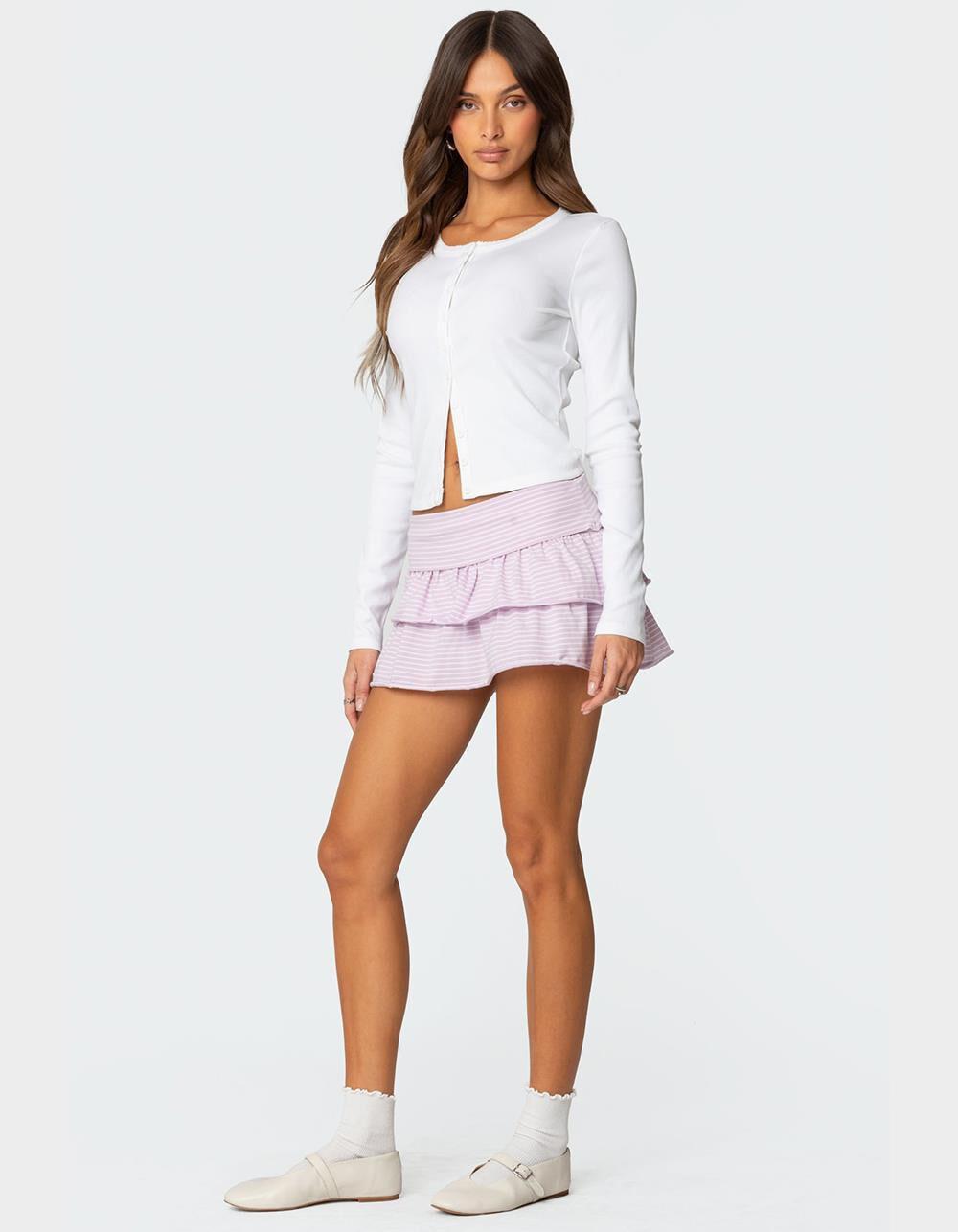 EDIKTED Lexie Ruffle Striped Mini Skirt Product Image
