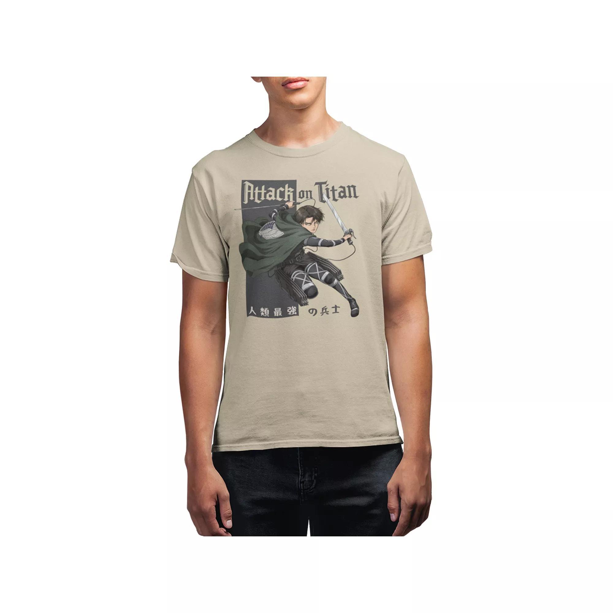 Men's Attack on Titan Humanity's Strongest Soldier Tee, Size: XL, Natural Product Image