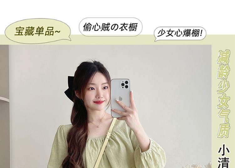 Maternity Puff-Sleeve Plain Blouse Product Image