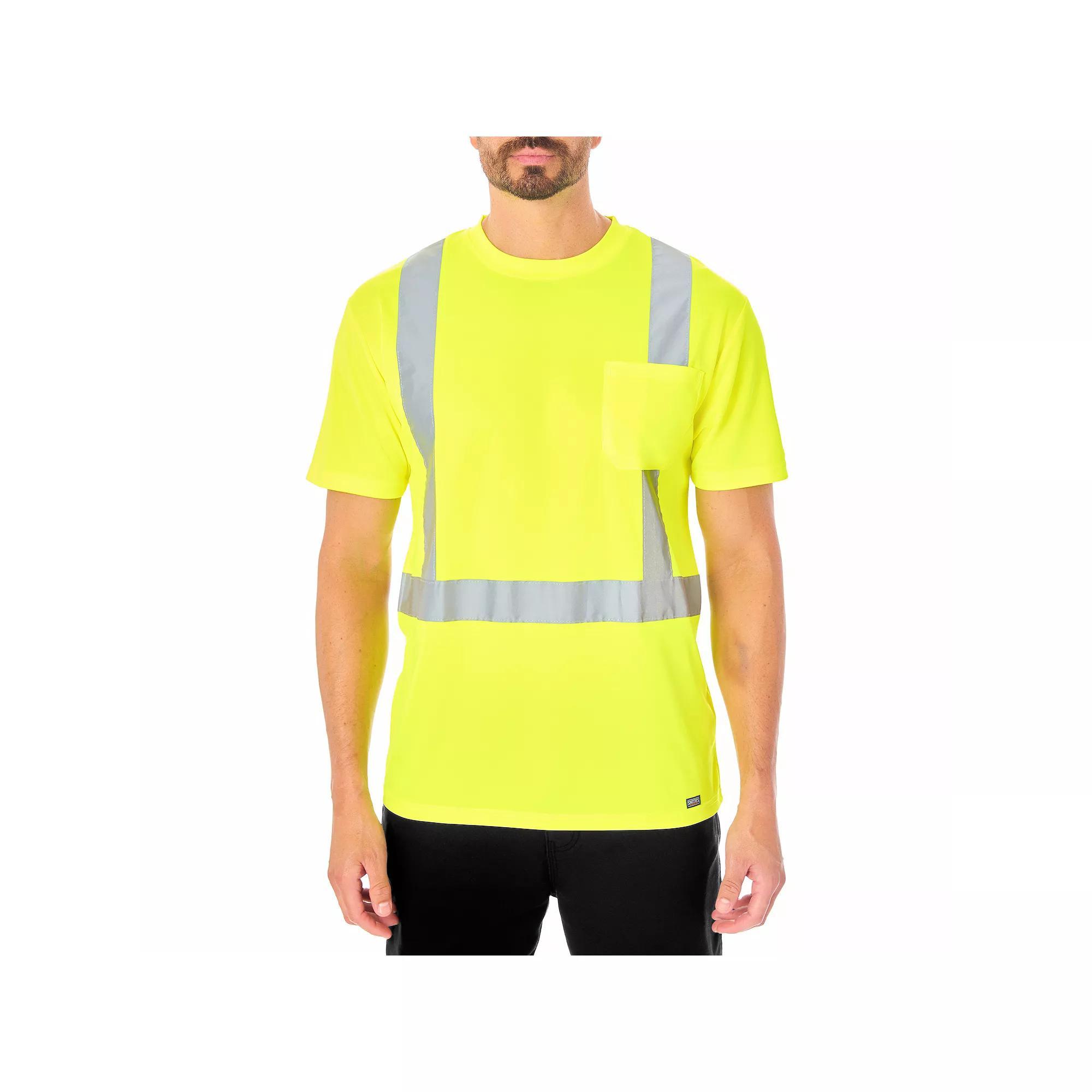 Men's Smith's Workwear Short Sleeve High-Visibility Reflective Safety Tee, Size: Large, Black Product Image