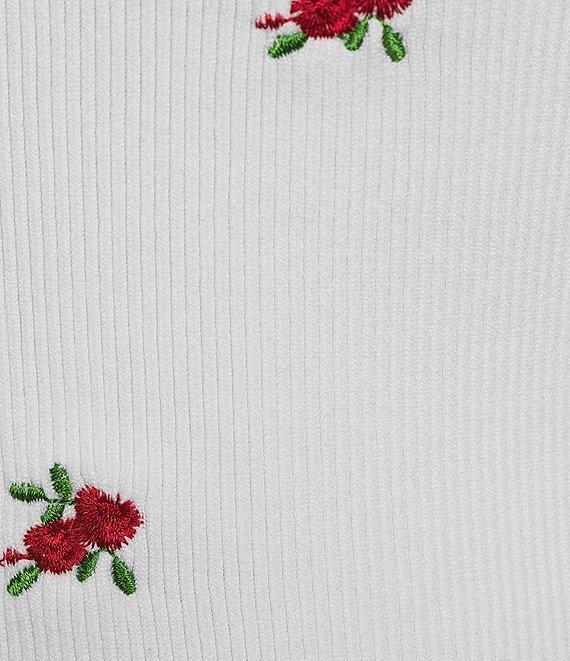 Fornia Seamless Embroidered Roses Spaghetti Strap Camisole Top Product Image