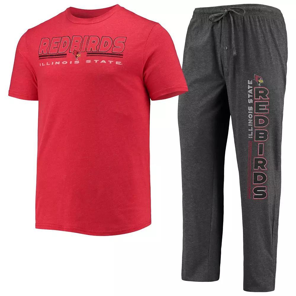 Men's Concepts Sport Heathered Charcoal/Red Illinois State Redbirds Meter T-Shirt & Pants Sleep Set, Size: Small, Ils Charco Product Image