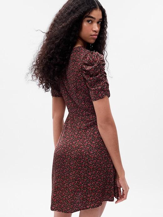 Puff-Sleeve Ruched Mini Dress Product Image