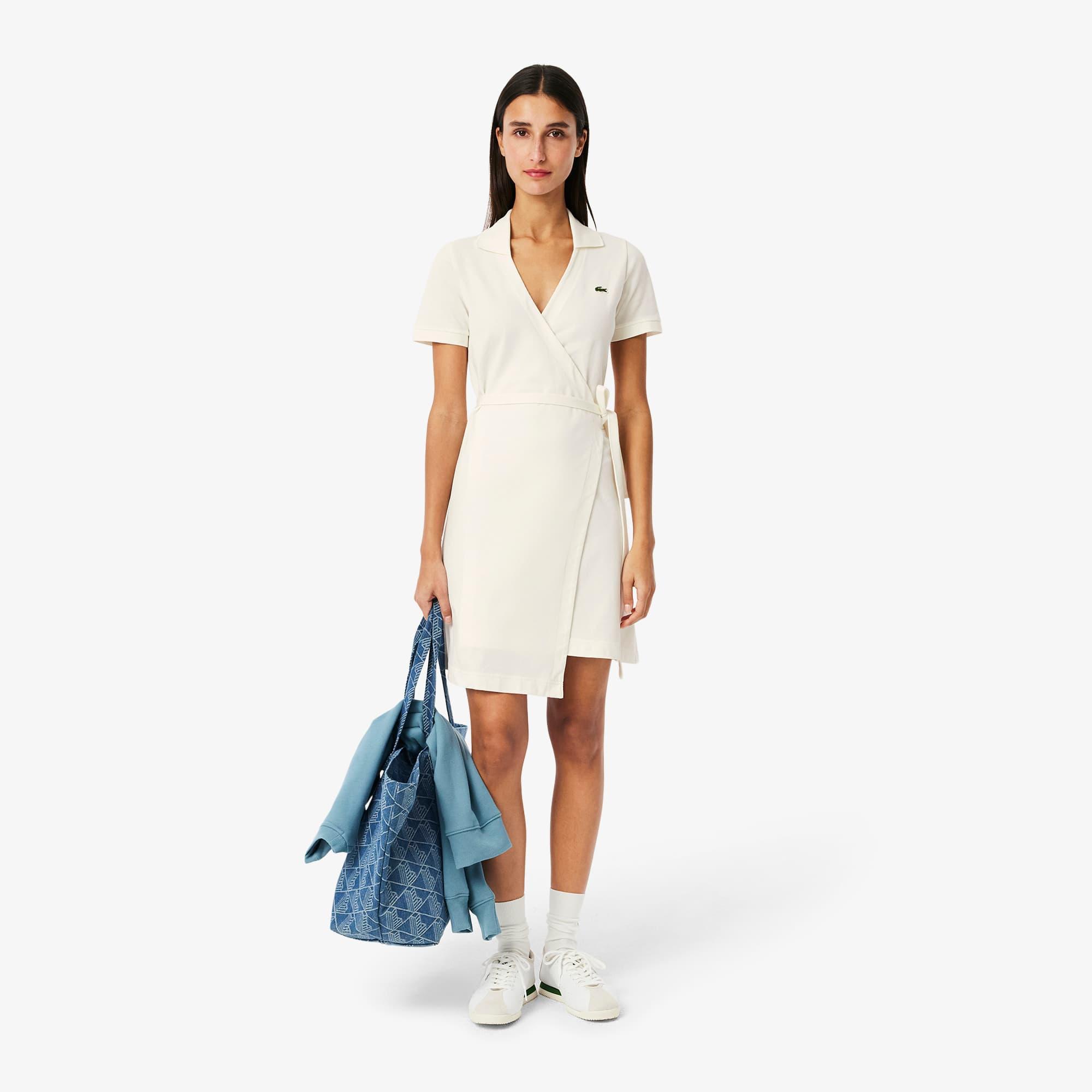 Women's Stretch Mini Piqué Wrap Dress Product Image