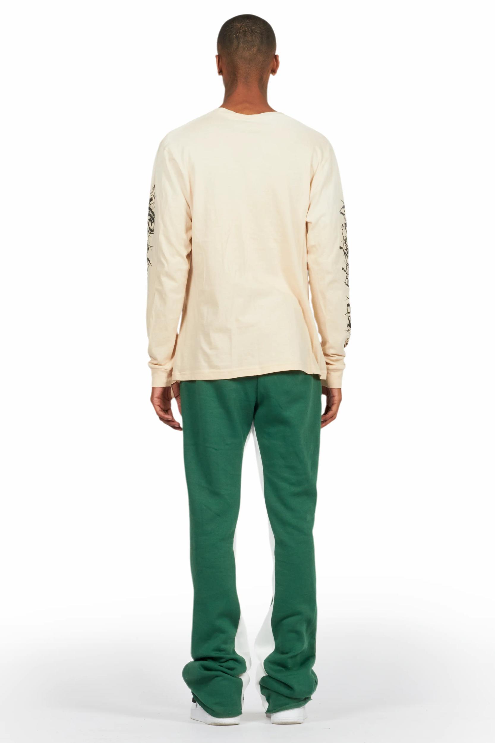 Uko Green Stacked Baggy Track Pant Male Product Image