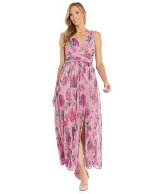 R & M Richards Womens Floral-Print Crinkled Maxi Dress Product Image