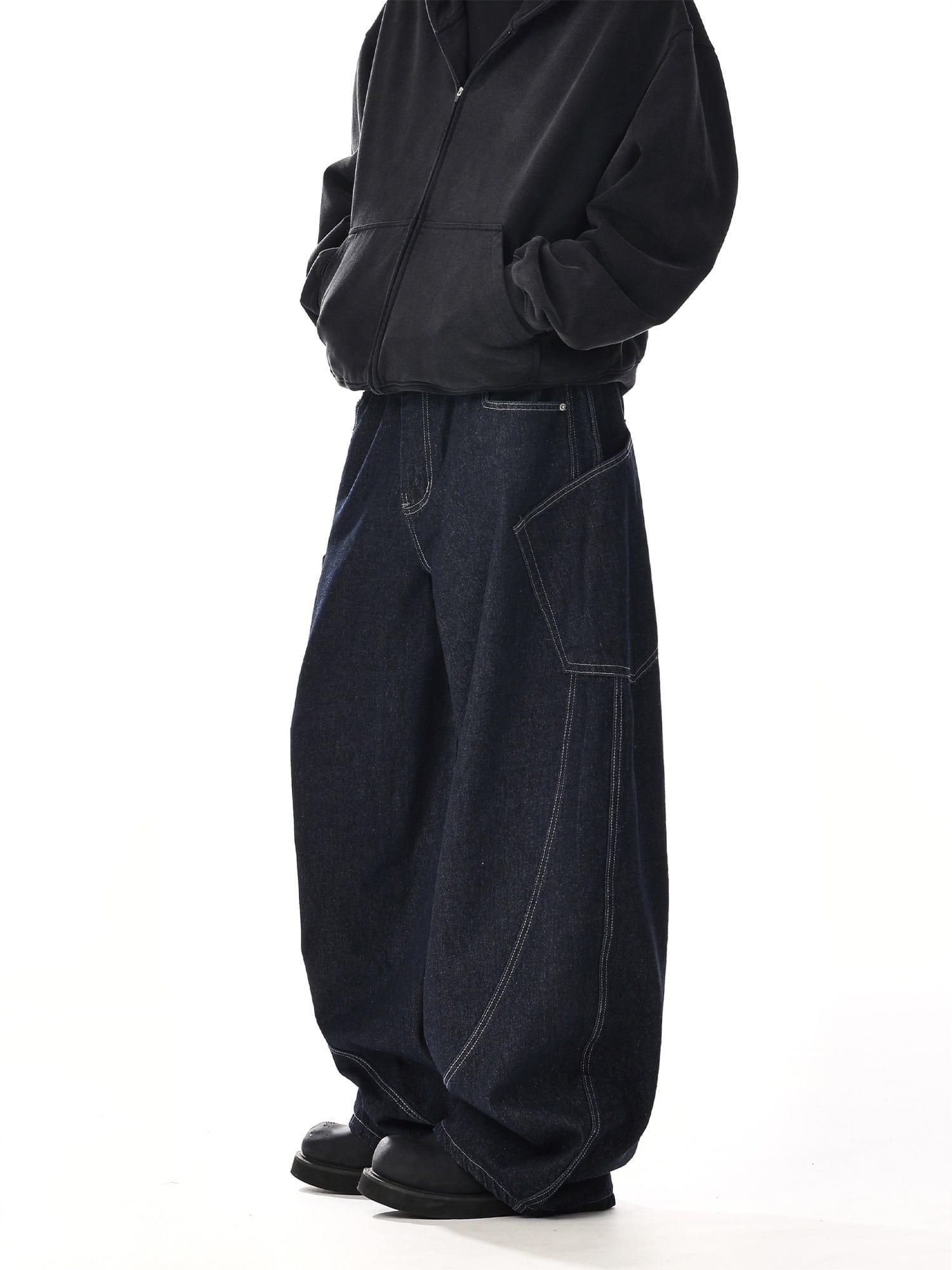 RT No. 12542 NAVY BLUE WORKWEAR BAGGY JEANS Product Image
