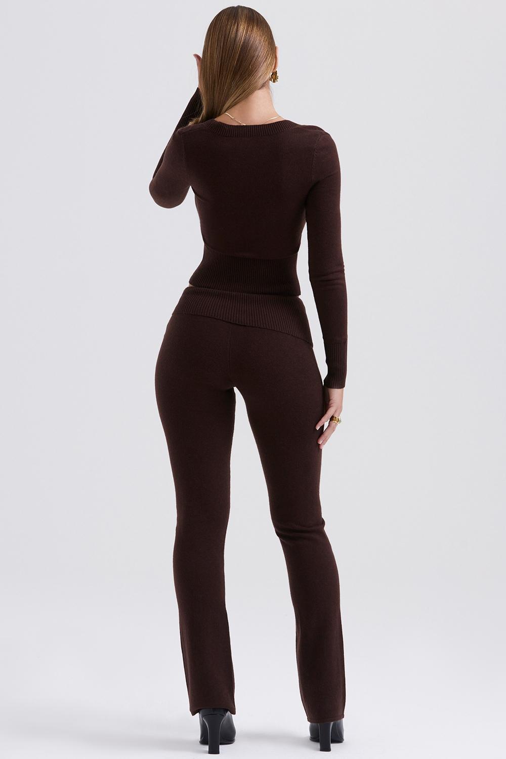 Ama Chocolate Cashmere Blend Trousers Product Image