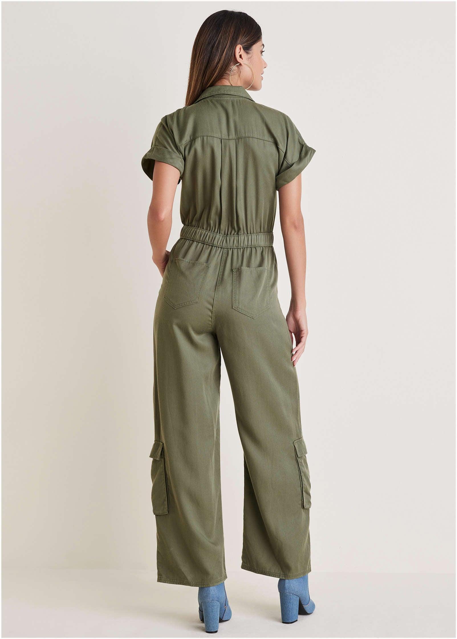 Cargo Utility Jumpsuit - Olive Product Image