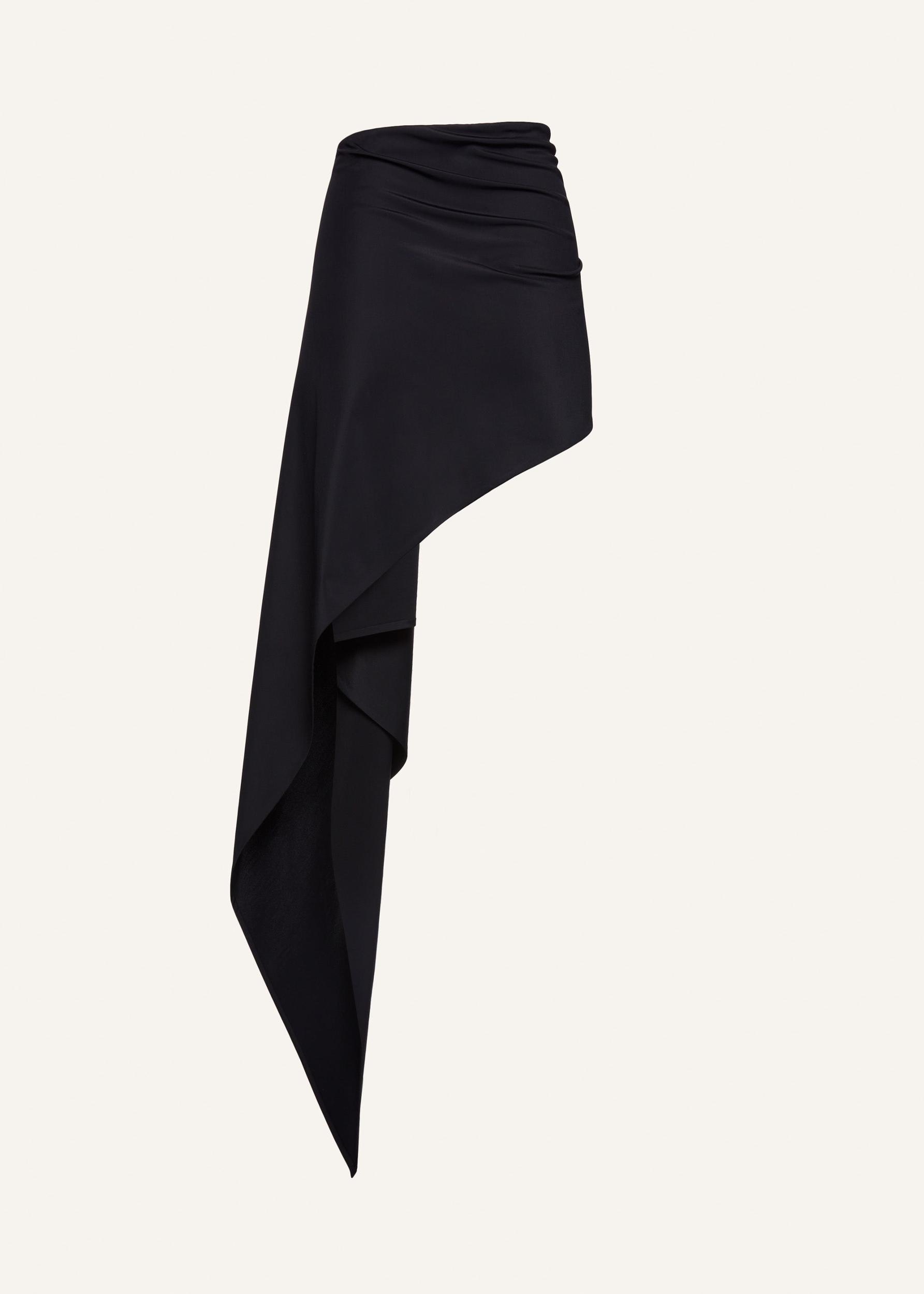 Asymmetrical draped swim skirt in black Product Image