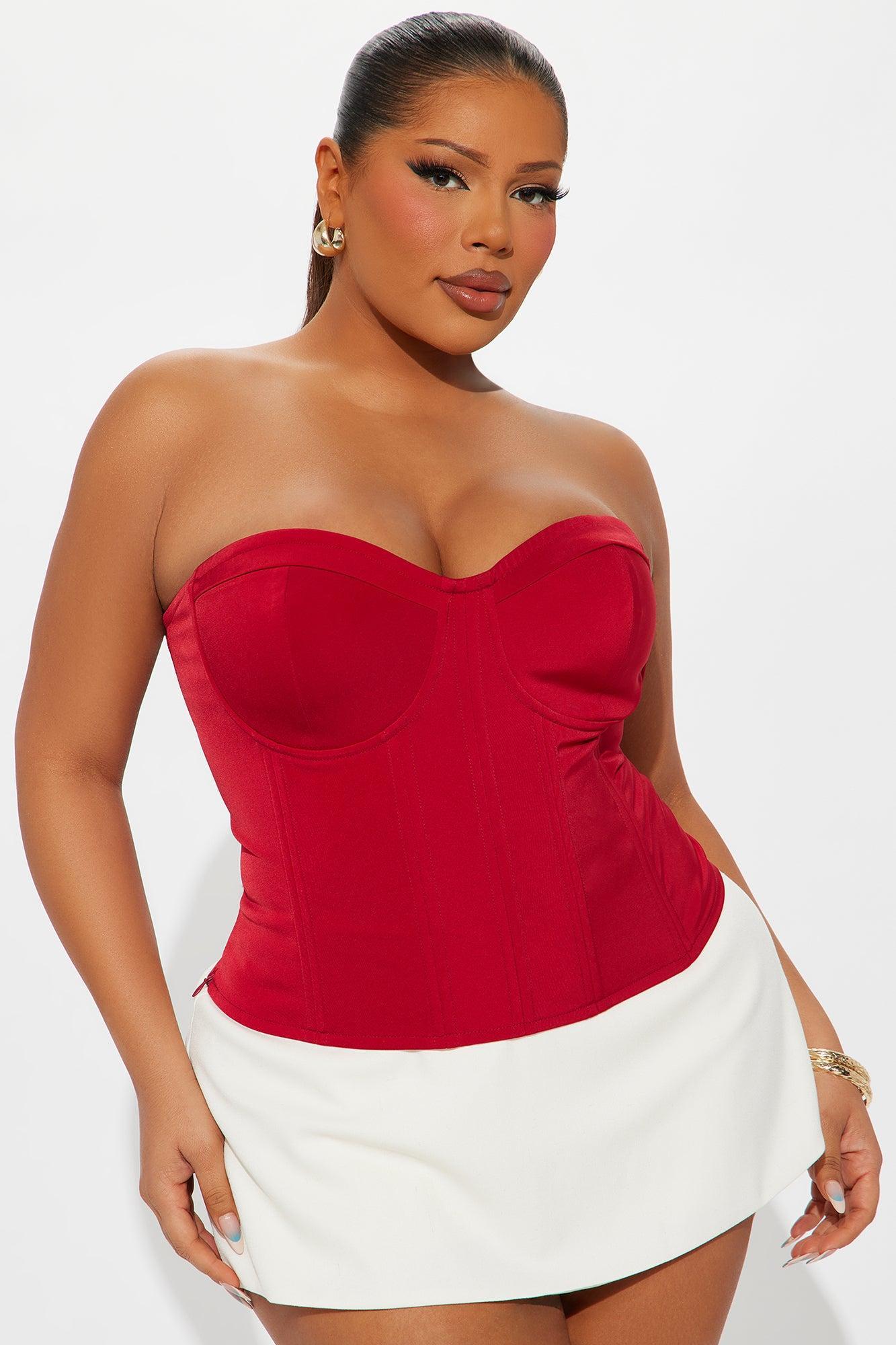 In My Element Lace Up Corset Top - Red Product Image