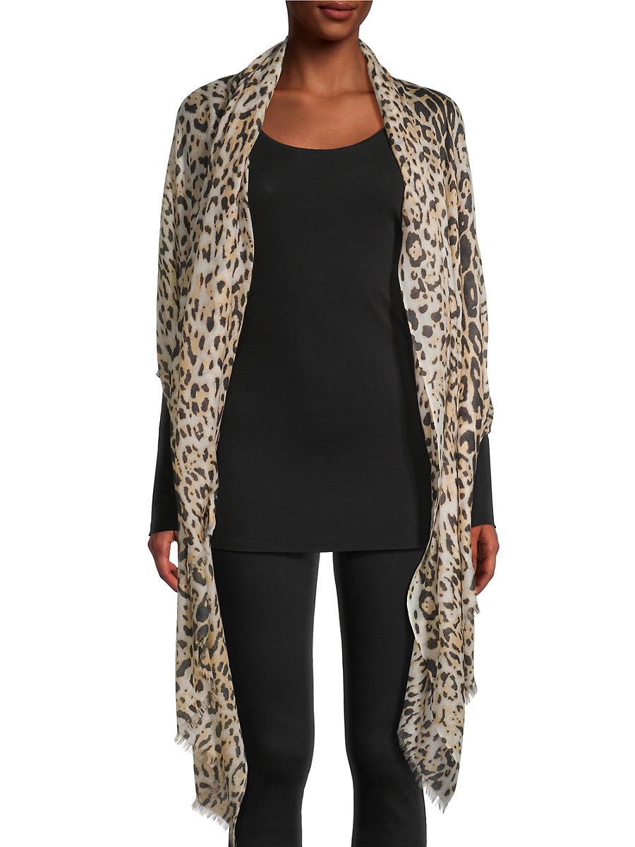 Lightweight Cashmere Leopard-Print Scarf Product Image