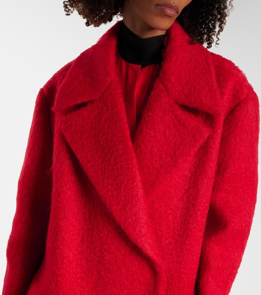 VALENTINO Mohair-blend Coat In Red Product Image