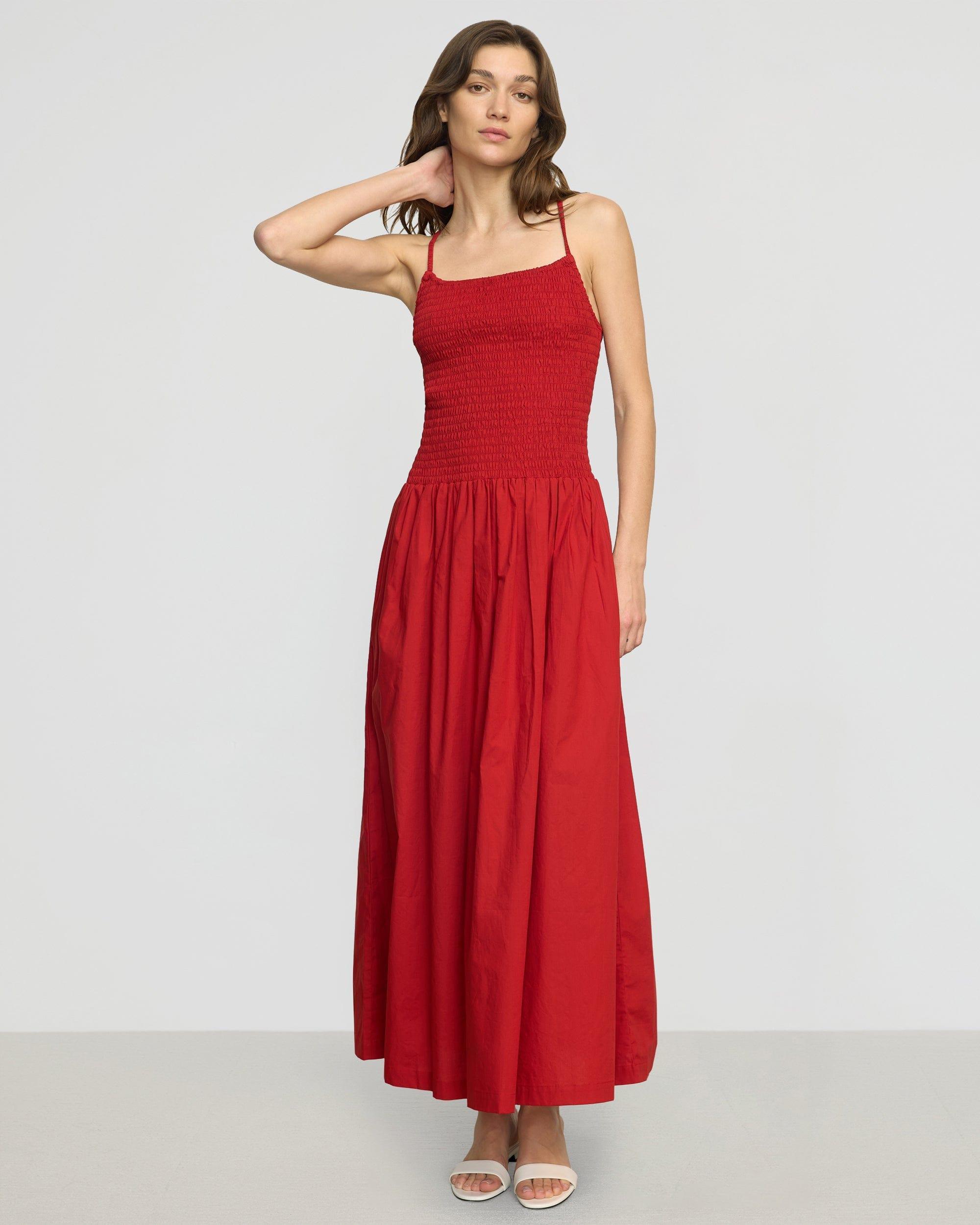 Venus Smocked Organic Cotton Midi Dress Product Image