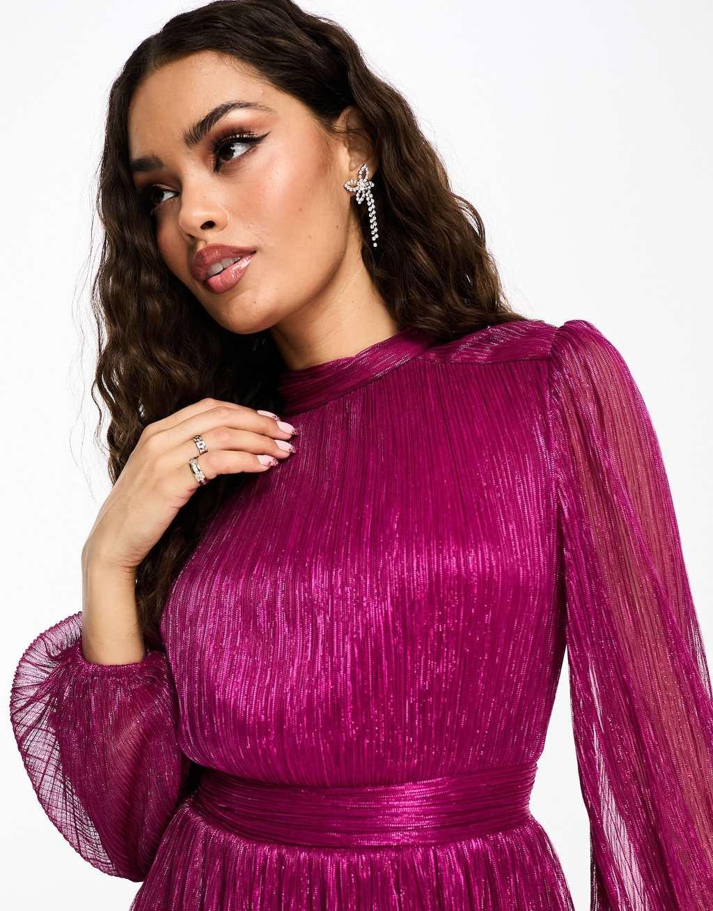 Ever New Petite tiered metallic plisse mini dress Product Image