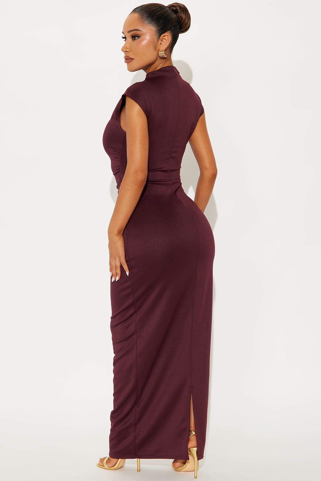 Adeline Mock Neck Maxi Dress - Plum Product Image