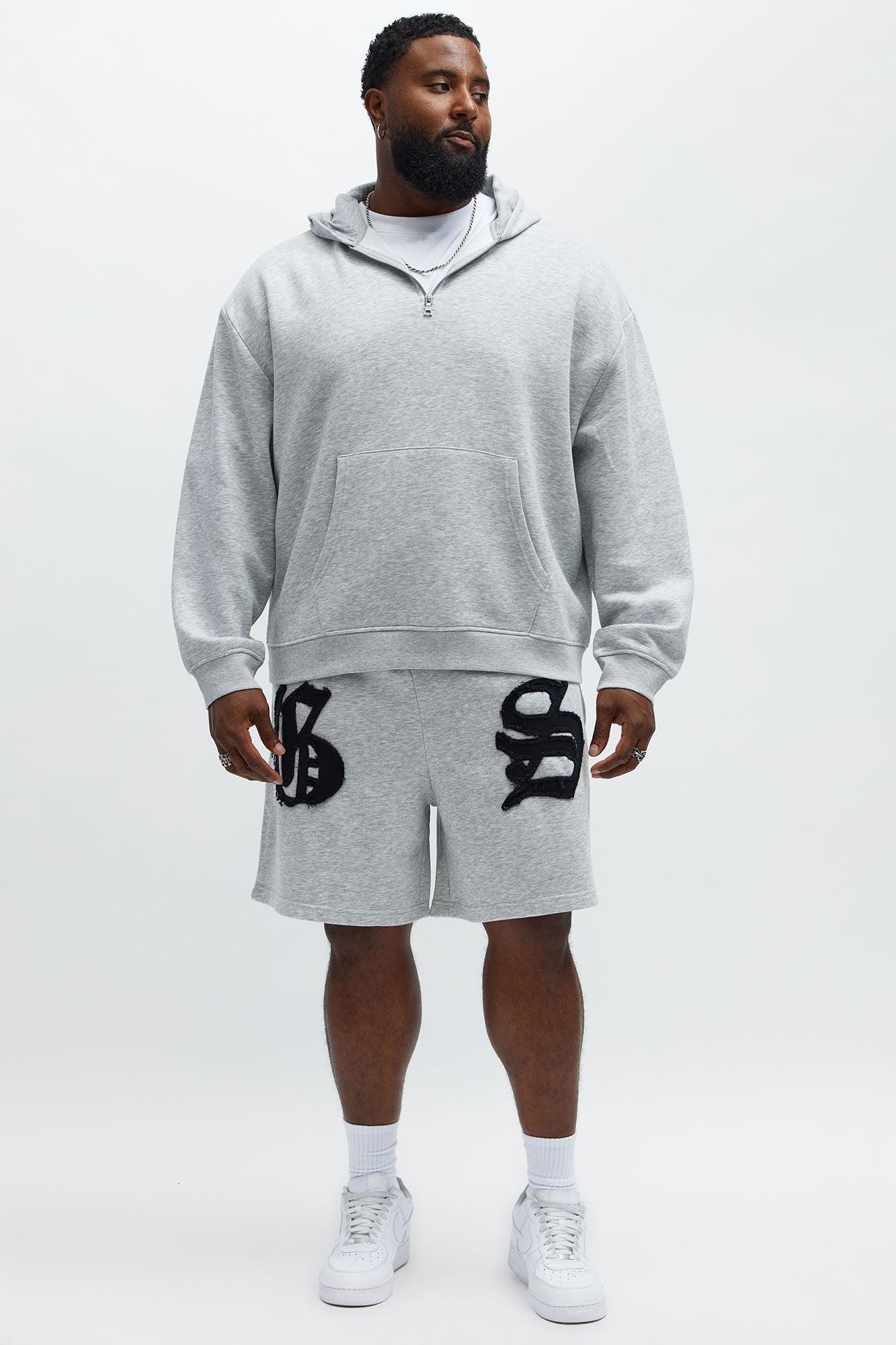 Tyson Relaxed Hit Up Applique Shorts - Heather Grey Male Product Image