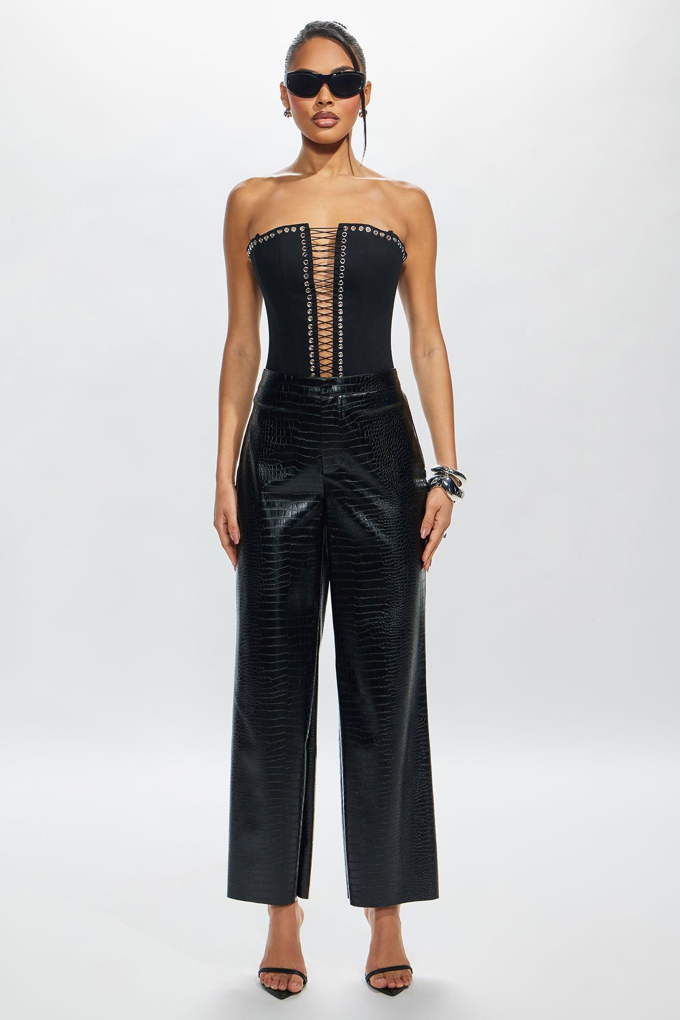 Genevieve Faux Leather Pant - Black Product Image