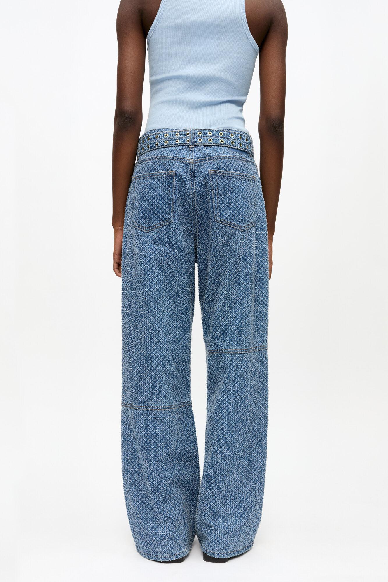 Blue Textured Izey Jeans Product Image