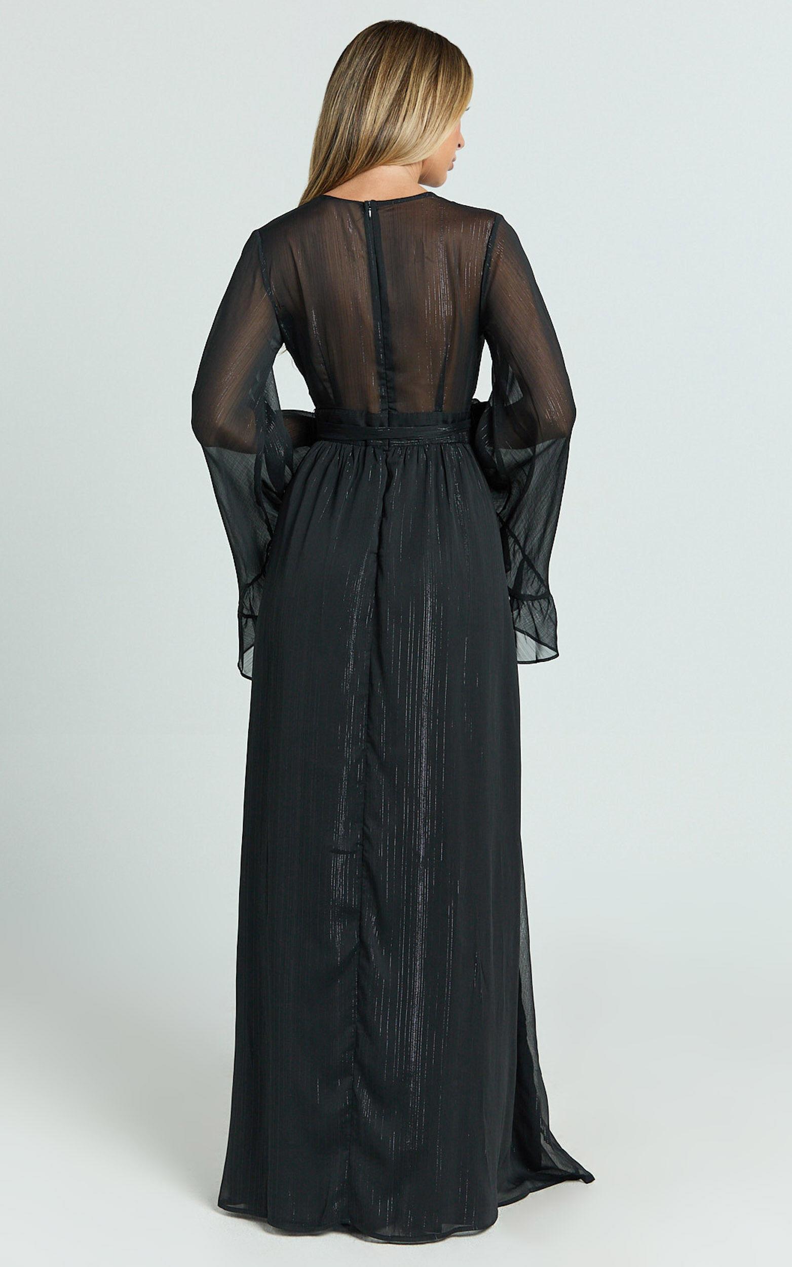 Dangerous Woman Maxi Dress - Plunge Thigh Split Dress in Black Product Image