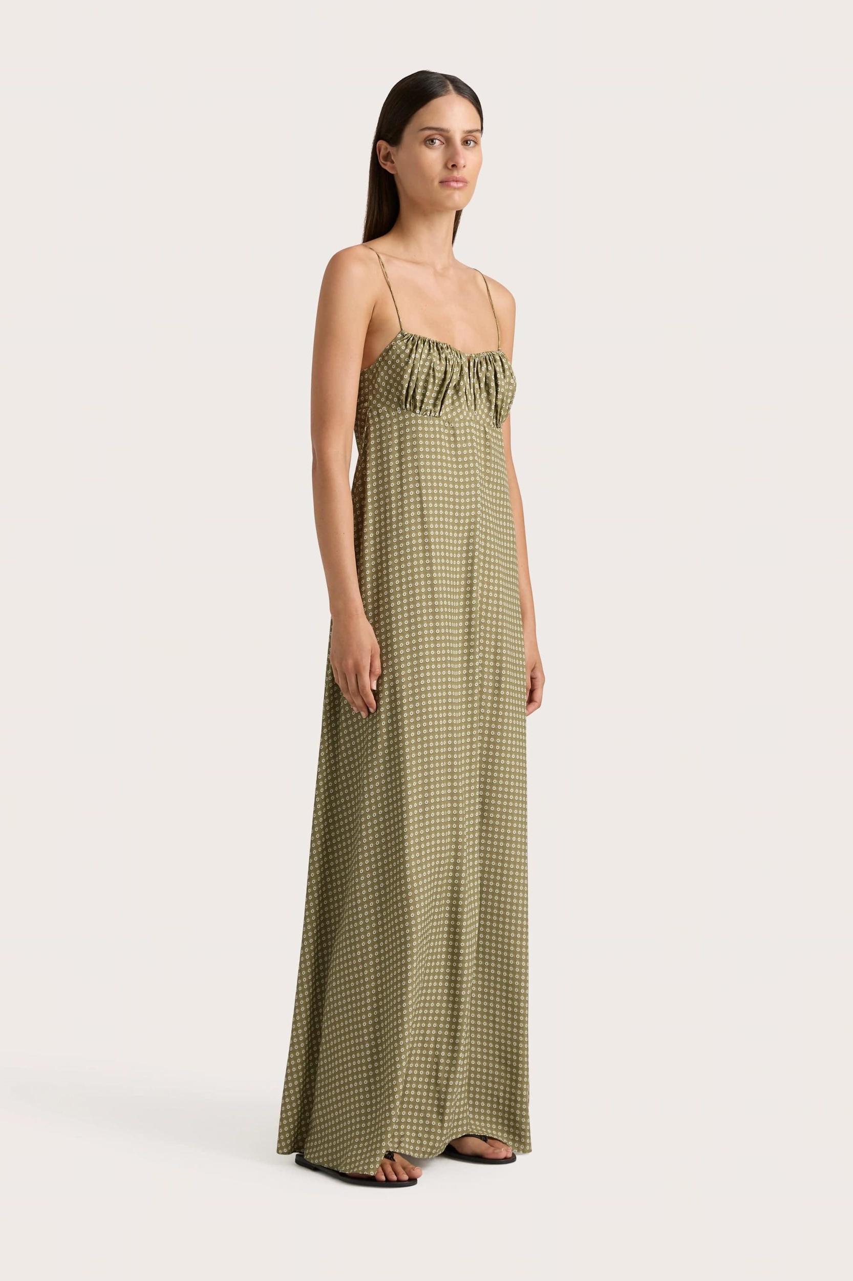 Rosas Midi Dress Oliander Khaki - Final Sale Product Image