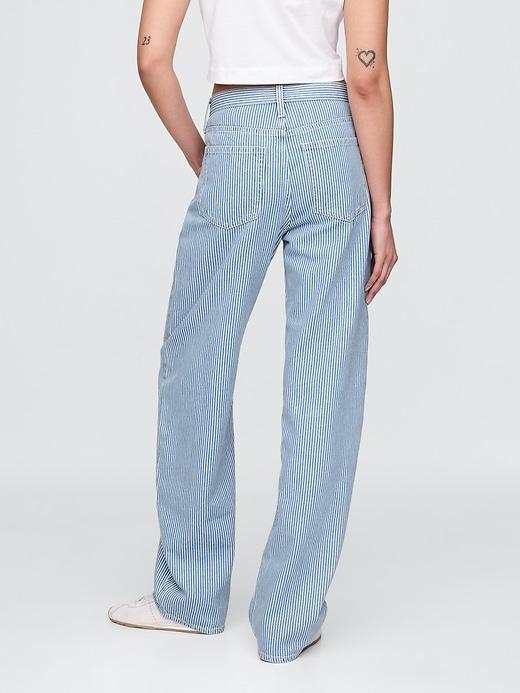 High Rise UltraSoft Denim Stripe Barrel Jeans Product Image