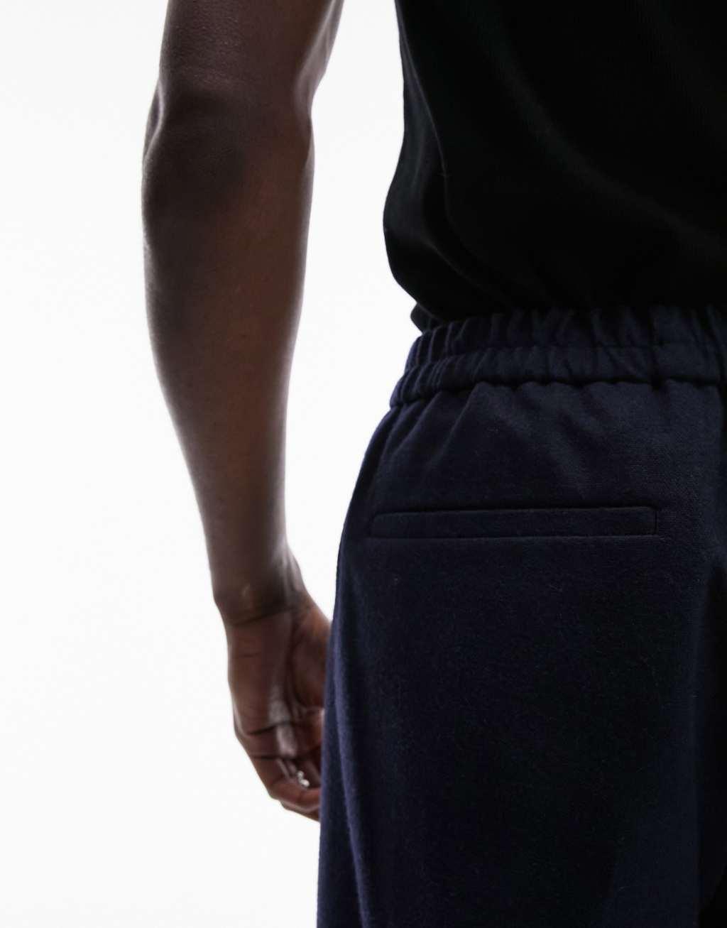 Topman wide leg wool mix elastic waistband pants Product Image
