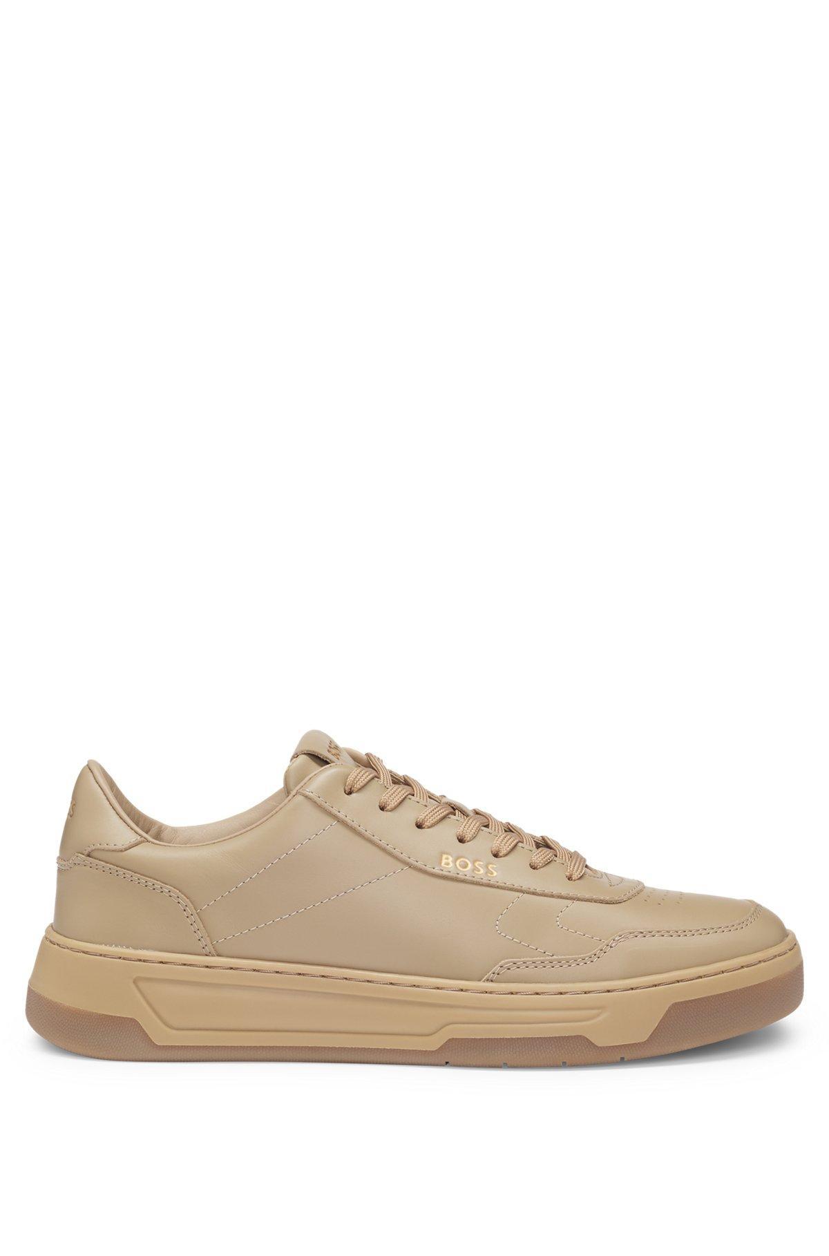 Leather trainers with padded collar Product Image