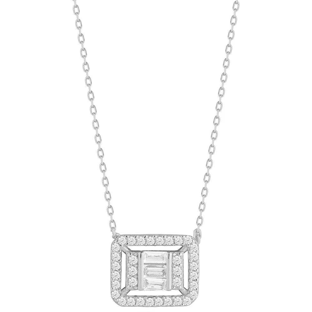 Sunkissed Sterling Cubic Zirconia Cluster Pendant Necklace, Women's, Size: 18", Silver Tone Product Image