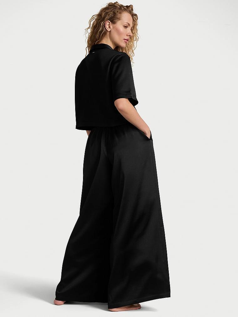 Luxe Satin Boxy Cropped Long Pajama Set Product Image
