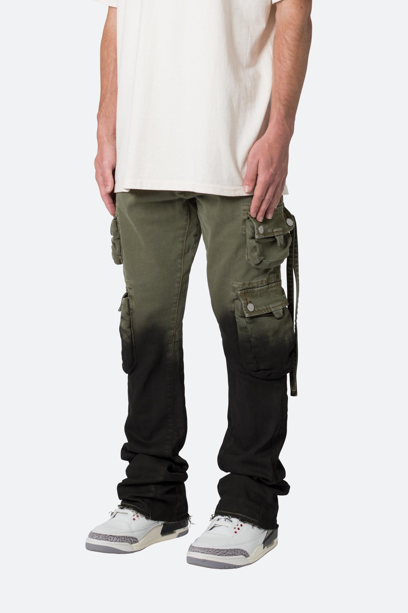 B569 Cargo Flare Denim - Olive/Black Product Image