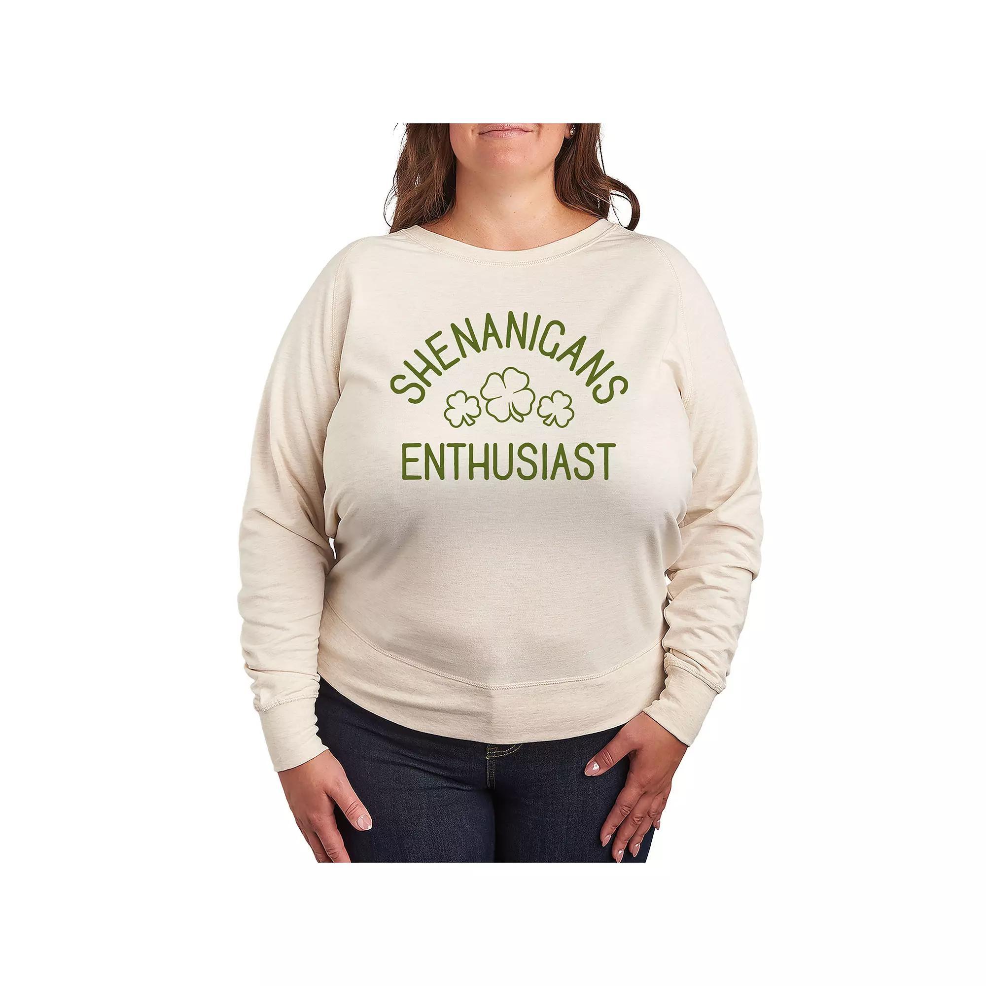 Plus Size Shenanigans Enthusiast French Terry Long Sleeve Tee, Womens Product Image