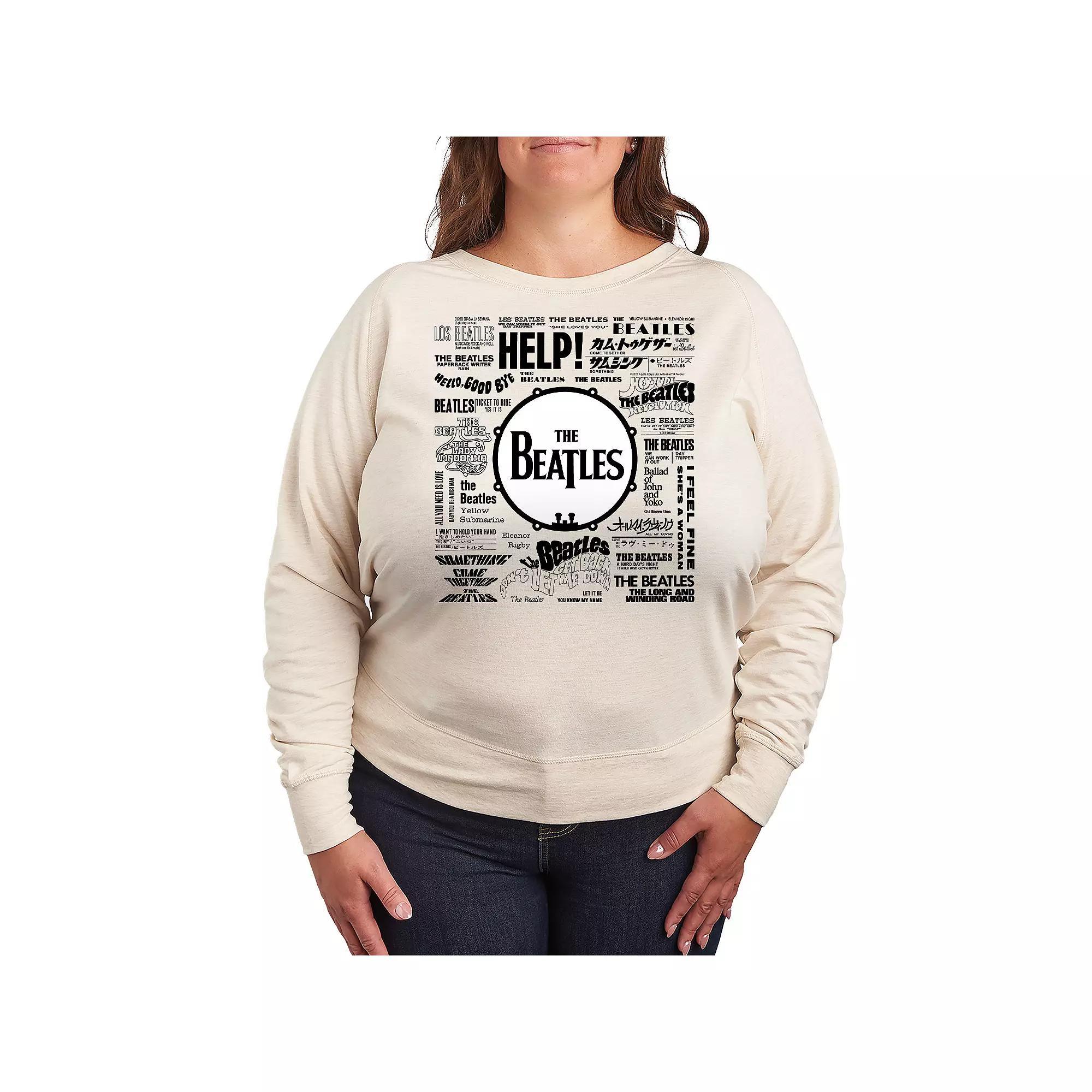 Plus Size The Beatles Singles French Terry Long Sleeve Tee, Womens Product Image