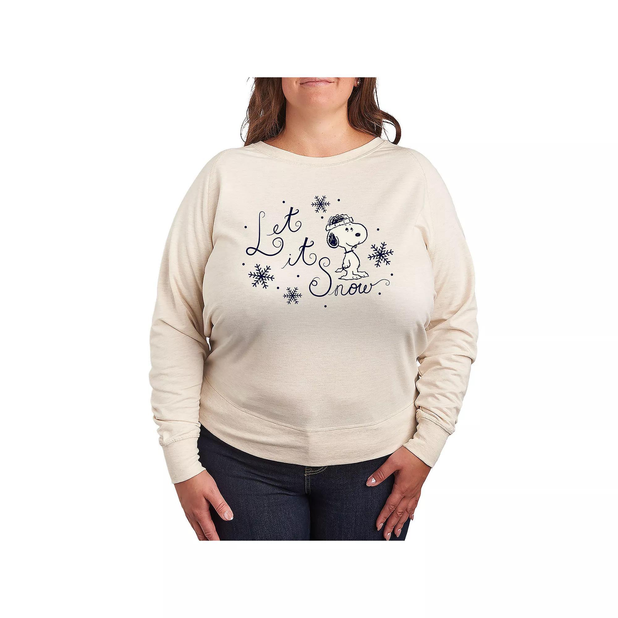 Womens Peanuts Snoopy Wreath French Terry Long Sleeve Tee Product Image