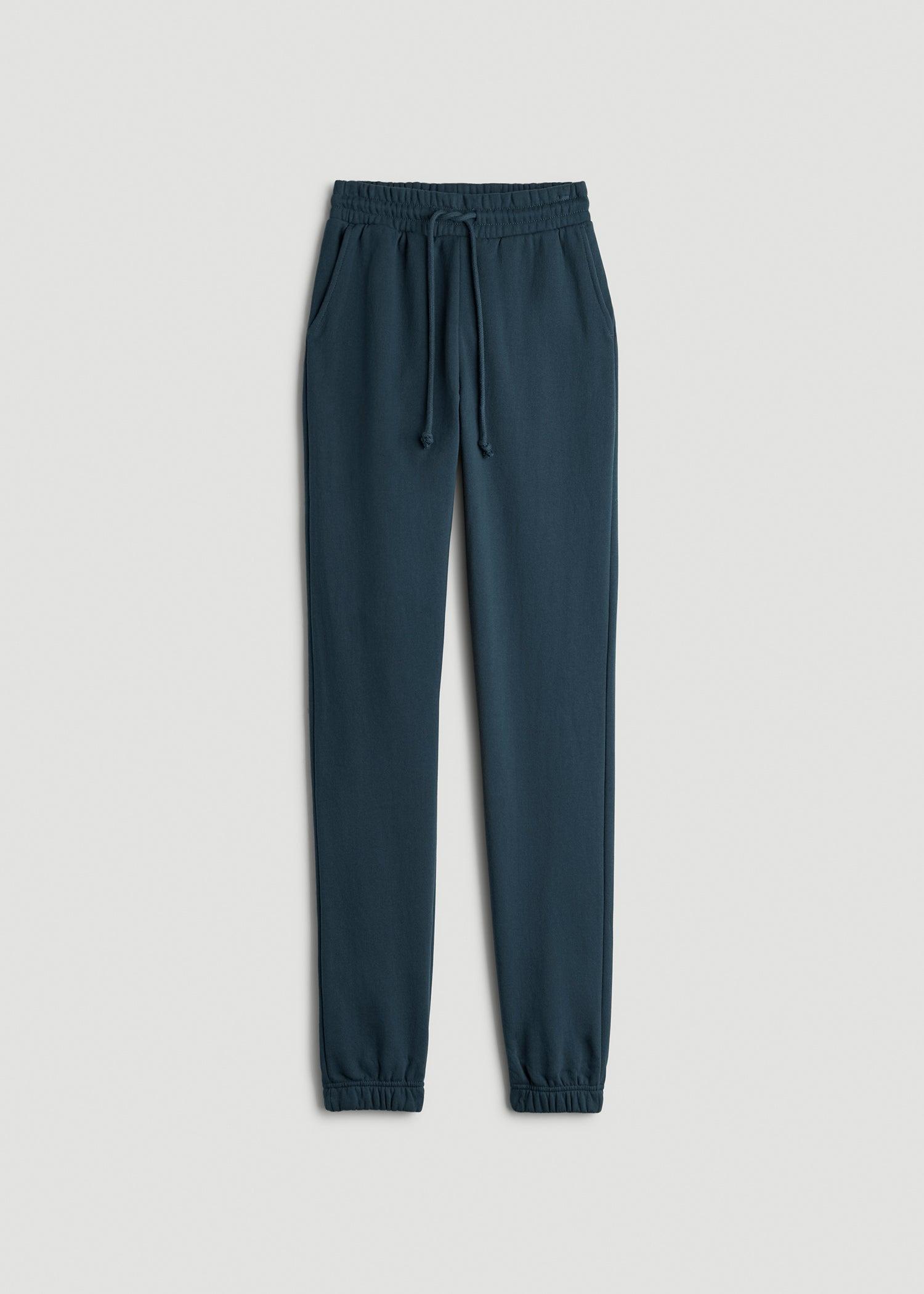 Wearever Fleece SLIM-FIT High-Waisted Women's Garment Dye Sweatpants in Bright Navy Product Image
