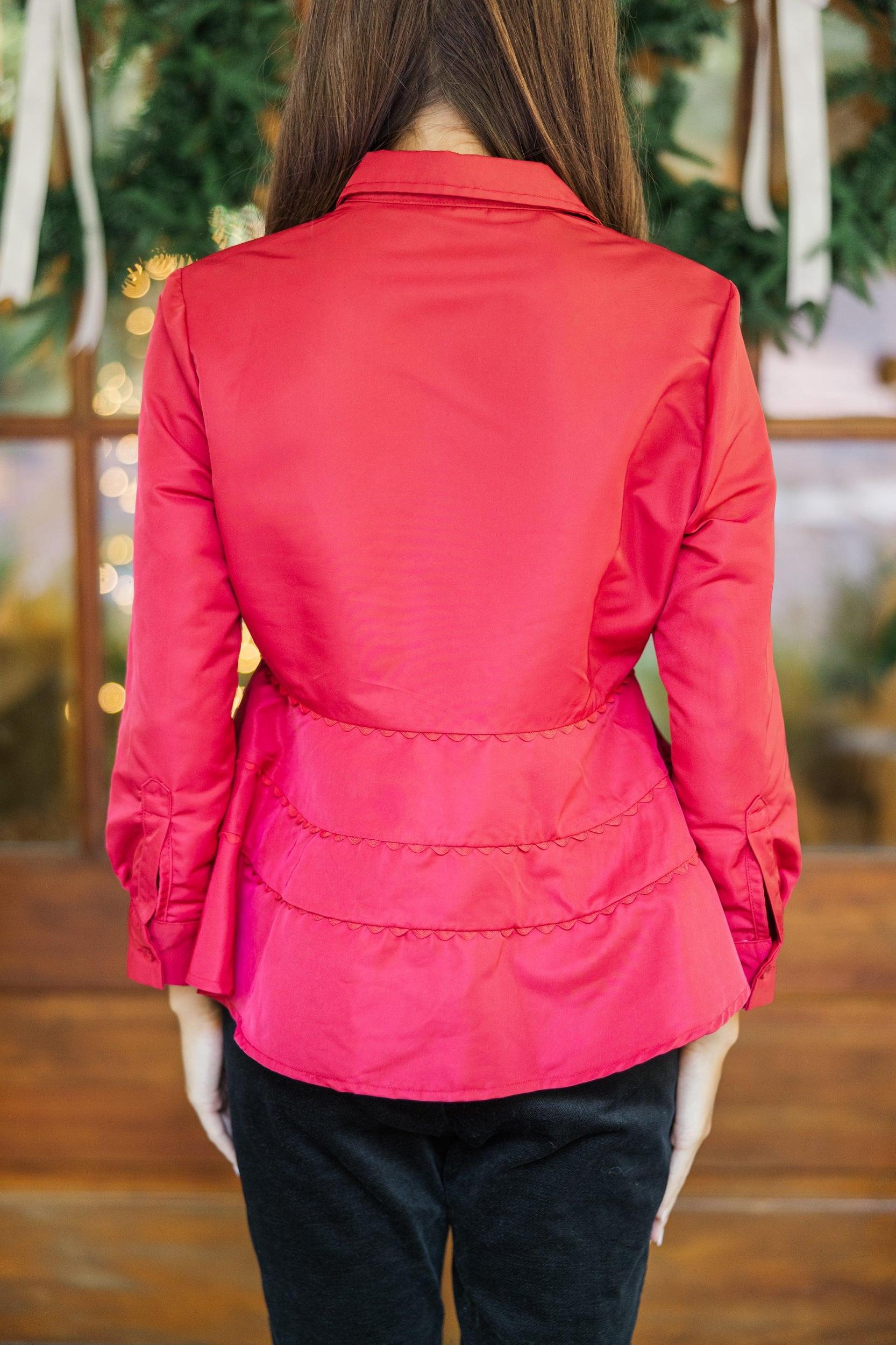 In Control Red Button Down Blouse Female Product Image