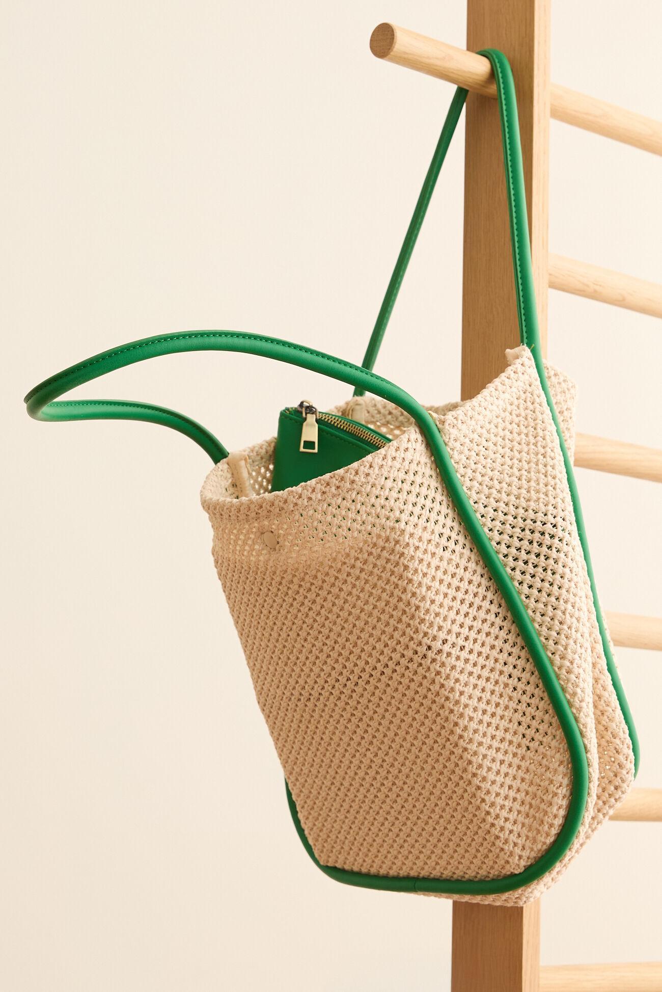Woven Straw Tote Bag and Pouch Set Product Image