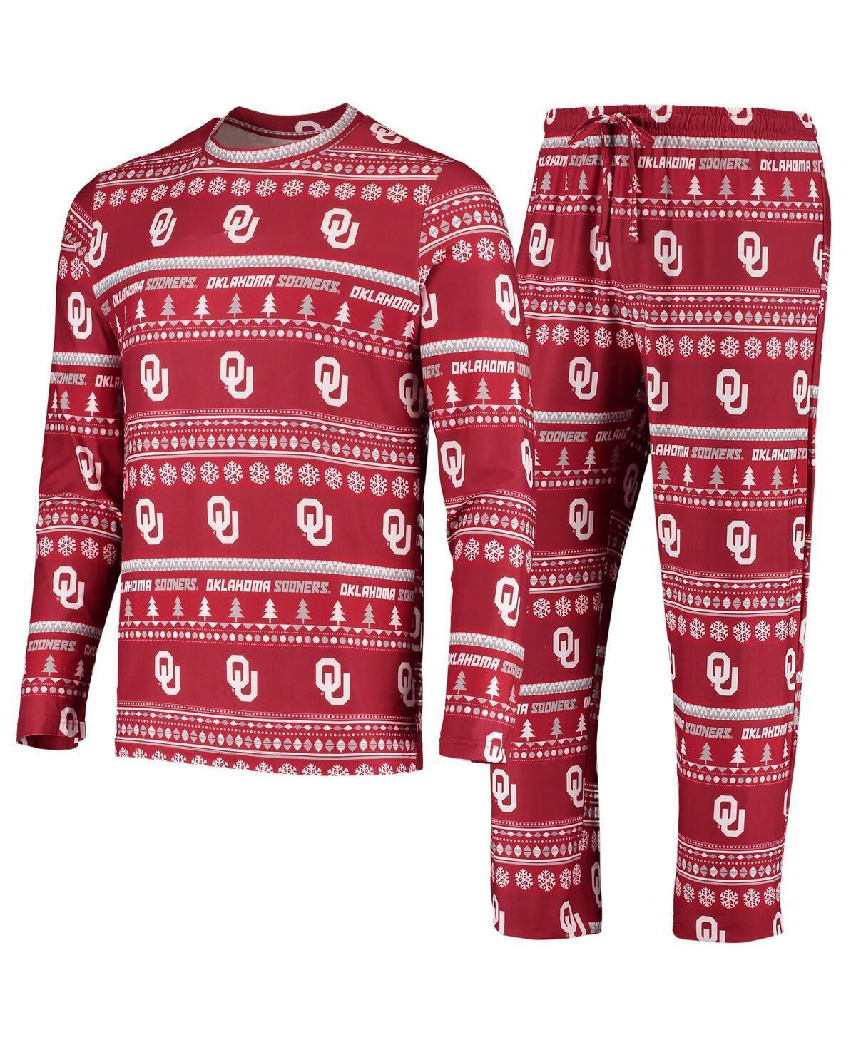 Men's Concepts Sport Crimson Oklahoma Sooners Ugly Sweater Knit Long Sleeve Top and Pant Set, Size: XL, Red Product Image