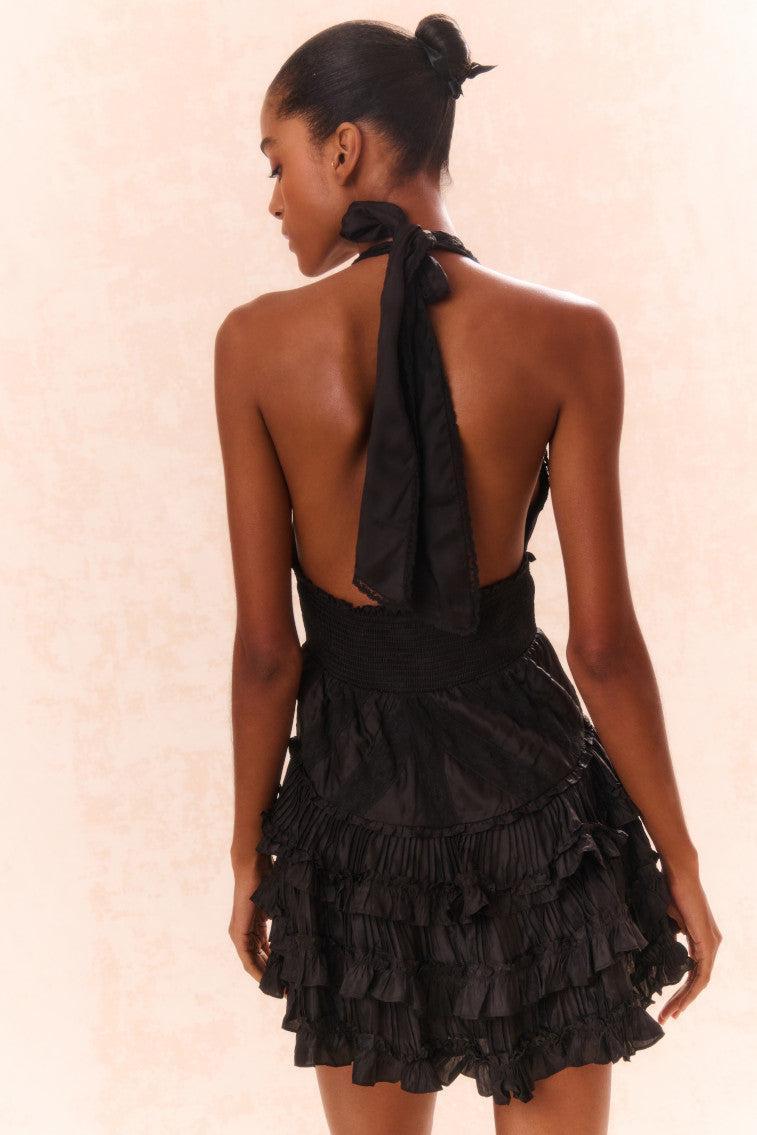 Quintelle Ruffle Halter Mini Dress - TULIP PINK Product Image