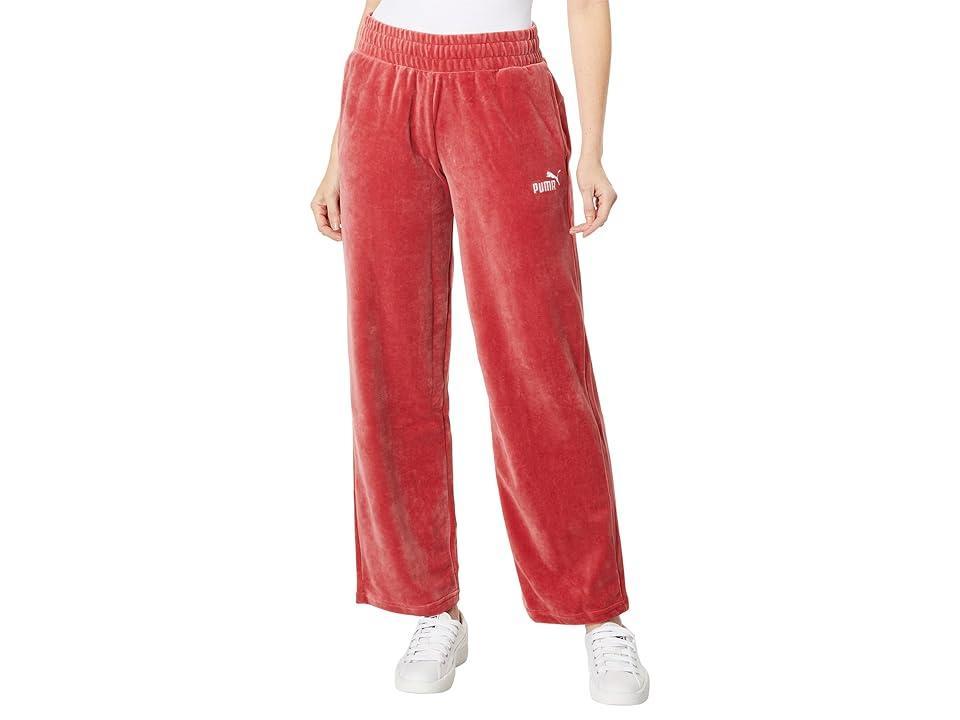PUMA Essentials Elevated Velour Straight Pants (Alpine Snow) Women's Clothing Product Image