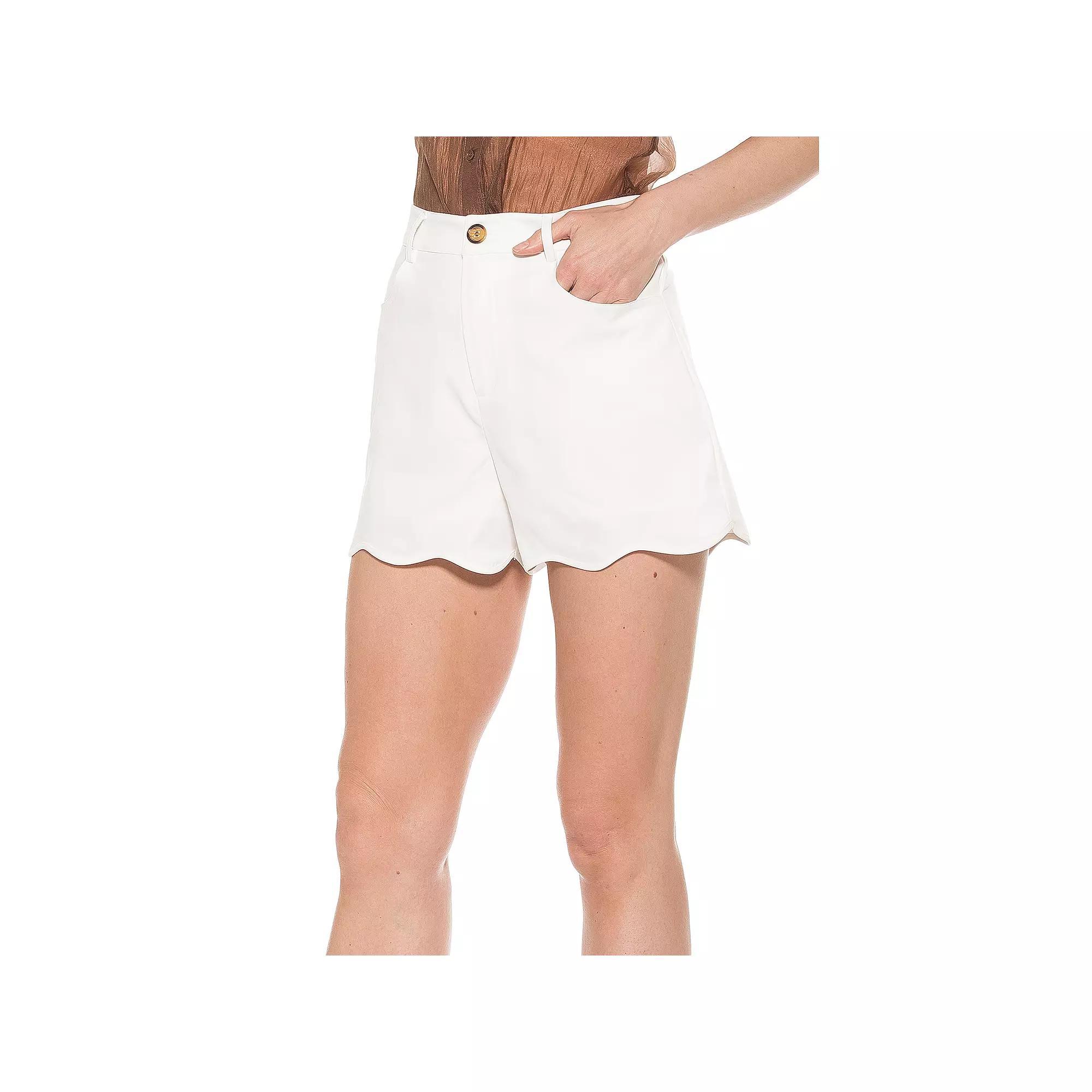Women's ALEXIA ADMOR Alice Scalloped Shorts, Size: 6, Ivory Product Image