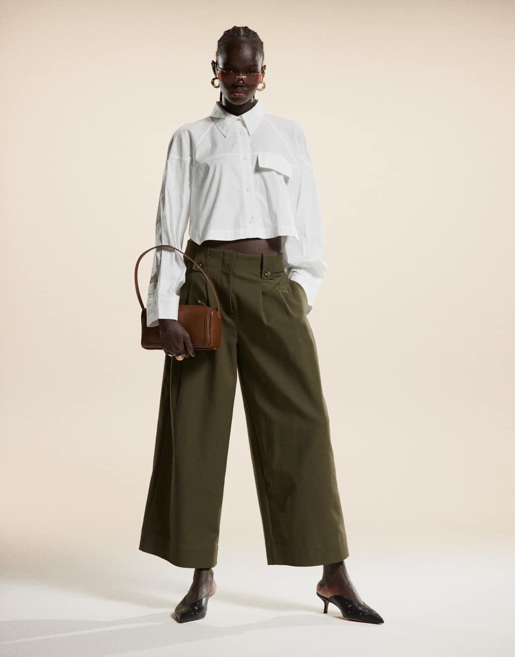 ASOS DESIGN boxy cropped shirt with pocket in premium cotton Product Image