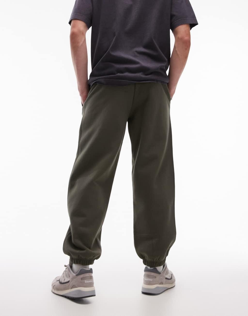 Topman premium heavyweight oversized sweatpants in khaki Product Image