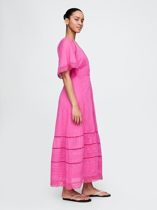 Lace-Trim Midi Dress Product Image