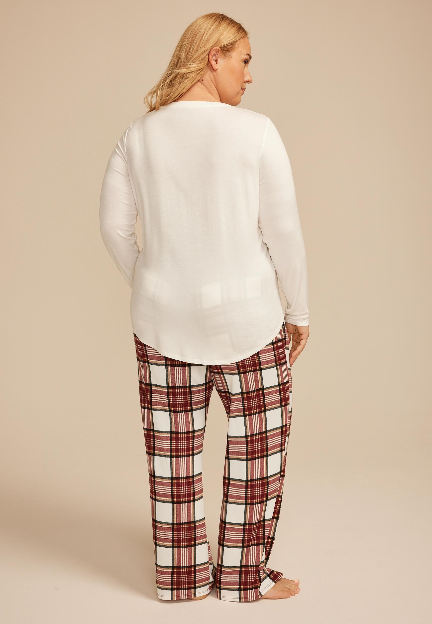 Plus Size Fall Road Trip Graphic Tee And Wide Leg Pajama Set Product Image