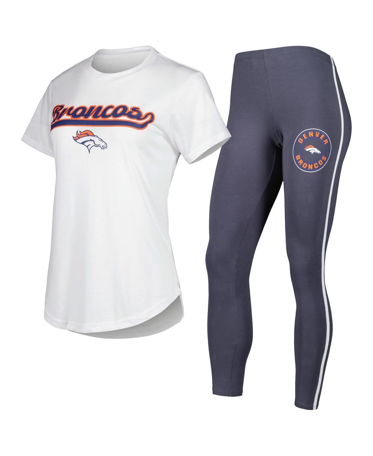 Women's Concepts Sport White/Charcoal Denver Broncos Sonata T-Shirt & Leggings Sleep Set, Size: Medium Product Image