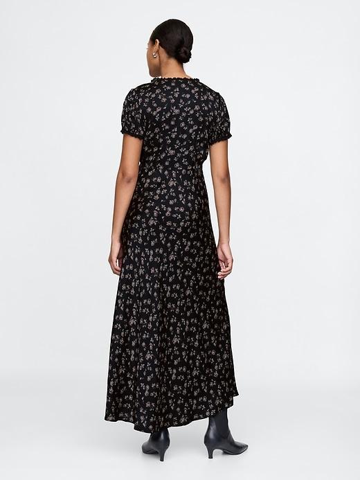 Satin Lace-Trim Floral Maxi Dress Product Image