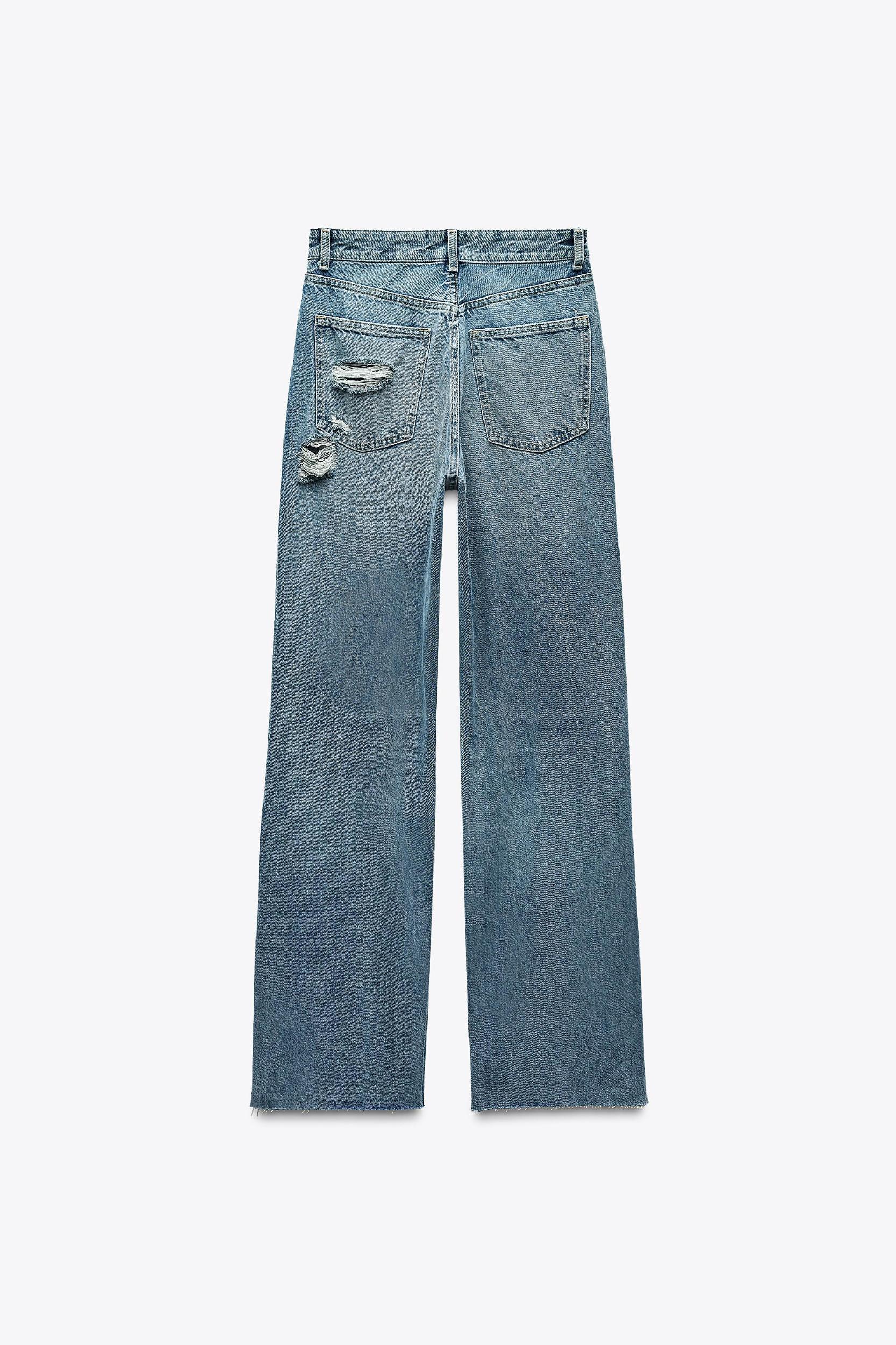 TRF HIGH RISE WIDE LEG RIPPED JEANS Product Image