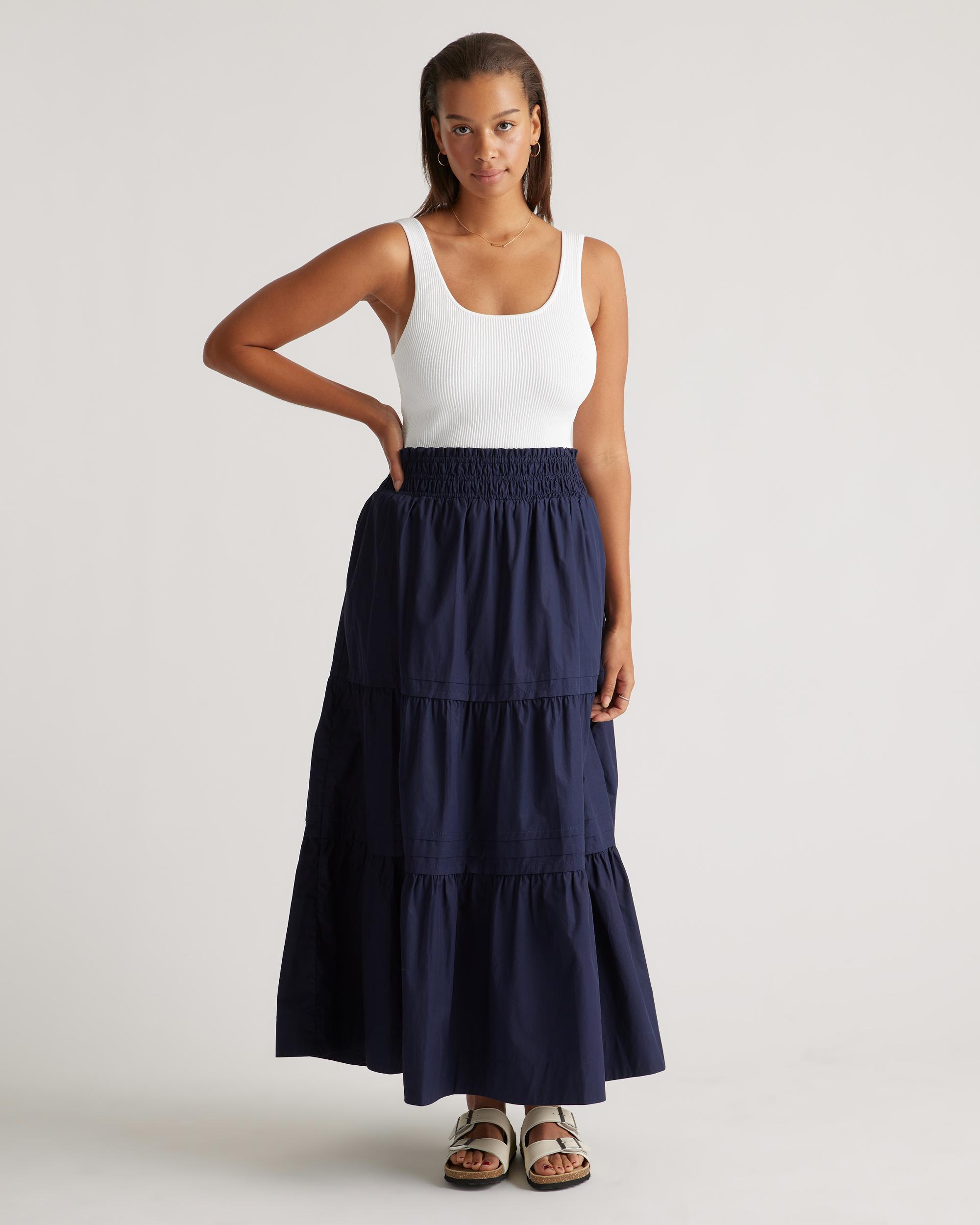 Quince | Women's Poplin Tiered Maxi Skirt Organic Cotton Product Image