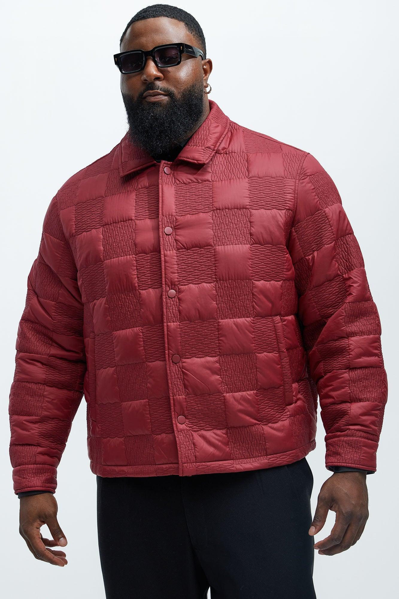 Laurel Checker Quilt Jacket - Burgundy Product Image